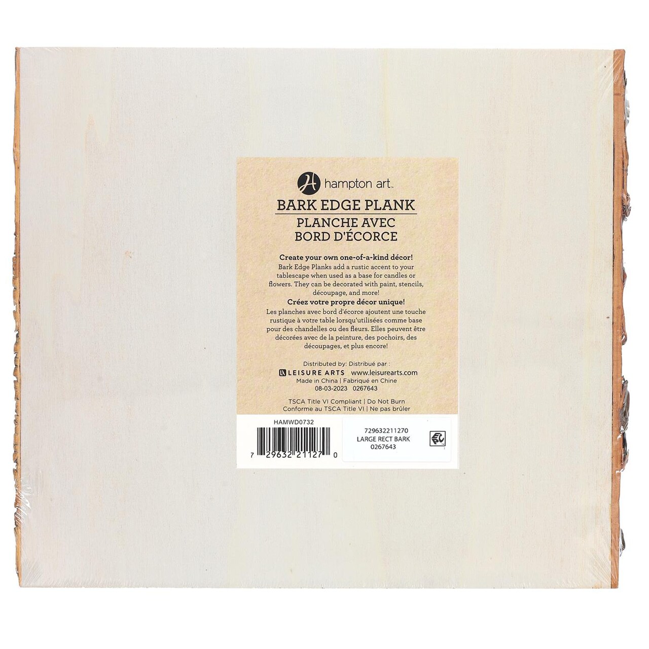 Hampton Art Basswood Rectangle W/Bark, Wood Plank, Live Edge Wood Slab, Walnut Wood, Planks, Wooden Plank, Planks For Shelves, Planks For Crafting, Slabs Crafts, 9"X 10.25"